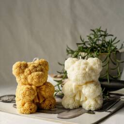 Floral Teddy Bear Soy Wax Candle - Home Decor - thumbnail 3