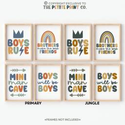Brothers Print Set -- Boys Set, Mini Man Cave, Rule, Will Be Boys, Make The Best Friends, Wall Prints, Unframed - thumbnail 2