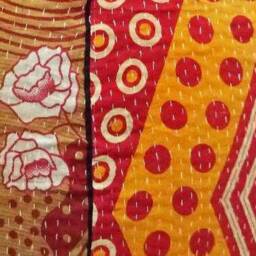 Handmade Floral Kantha Quilt Bean Bag Chair Bohemian Ottoman Pouf - thumbnail 4