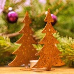 Christmas Tree - Tea Light Decoration Advent Patina Garden Gift Jewelry - thumbnail 3