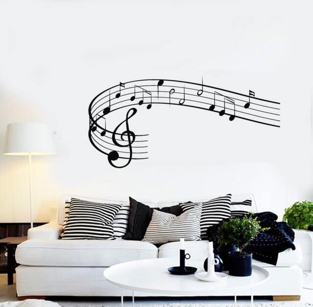 Wall Vinyl Music Notes Clef Rock Pop Song Singing Guaranteed Quality Decal 1535Dz - image 1