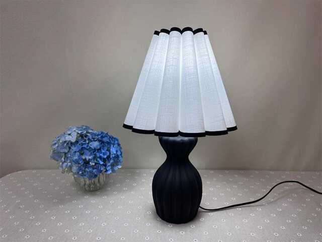 Unique Table Lamp With White Shade & Black Base, Custome Desk Lamp. L3 - image 1