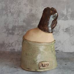 Woman Figure Ceramic Sculpture, One Of A Kind Hand Made Yellow Clay Artwork, Cool Art, Gift For Her - thumbnail 4