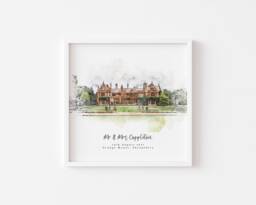 Wedding Venue Print, Gift, 1st Anniversary Present, Sketch, Painting From Photo, Personalised Drawing, Couple Gift - thumbnail 1