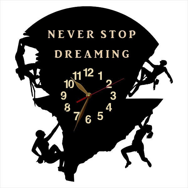 Climber Wall Clock, 12 Or 18 Inches Wood Non-Ticking Alpinist Gift, Large, Rock Climbing Gifts - image 1