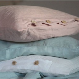stonewashed Linen Pillowcases With Wood Buttons, Pillow Cover To Bedding Set - thumbnail 3