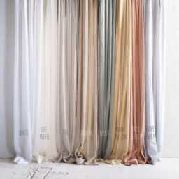 Sheer Linen Cafe Curtain, Short Window Curtains, Rod Pocket Kitchen Curtain Panels - thumbnail 3