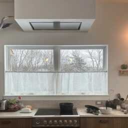 Sheer Linen Cafe Curtain, Short Window Curtains, Rod Pocket Kitchen Curtain Panels - thumbnail 2