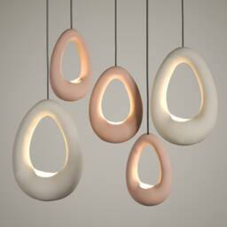 Soft Organic Artisan Ceramic Drop Form Chandelier For Contemporary Luxury Spaces - Naaya Light Drop - thumbnail 2