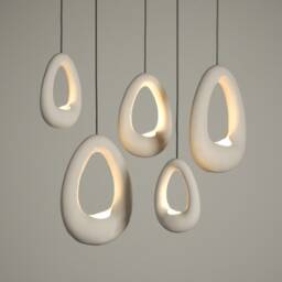 Soft Organic Artisan Ceramic Drop Form Chandelier For Contemporary Luxury Spaces - Naaya Light Drop - thumbnail 3