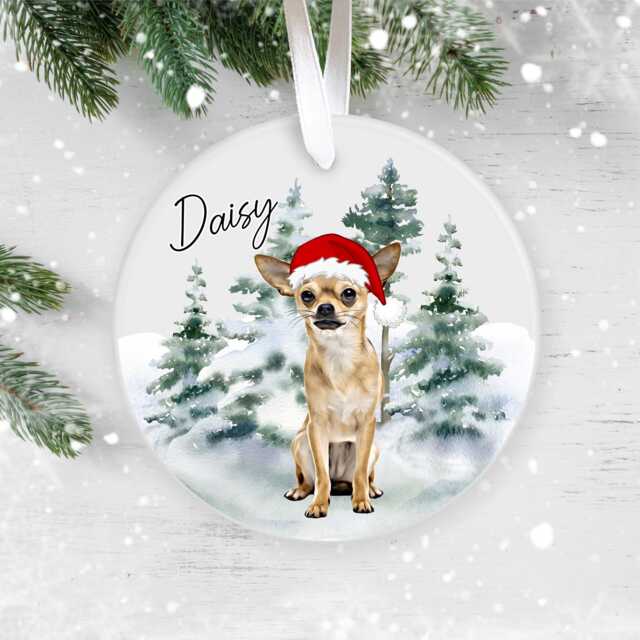 Personalised Chihuahua Christmas Ornament - Custom Dog Bauble With Name, 38 Different Breeds - image 1