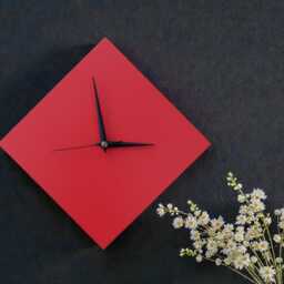 Minimalist Modern Contemporary Red Diamond Wall Clock 28cm, Silent Non-Ticking - thumbnail 2