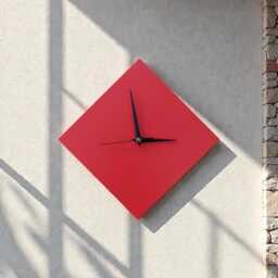 Minimalist Modern Contemporary Red Diamond Wall Clock 28cm, Silent Non-Ticking - thumbnail 3