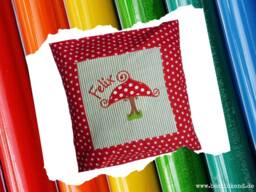 Embroidered Cushion Gl??ckspilz + Name //Red - Green// 40x40 Cover Gift Cuddly Name - thumbnail 1