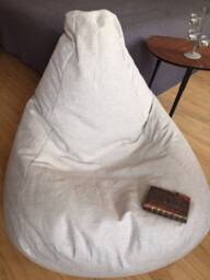 High Backrest Natural Linen Bean Bag Chair Cover With Inner Liner Wabi Sabi Armchair - thumbnail 3