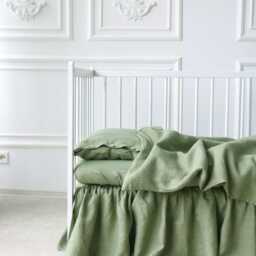 Organic Linen Kids Bedding Set, Cot Bedding Set Sage Green, Green Baby Duvet Cover, Cot Duvet Sustainable For Babies - thumbnail 2