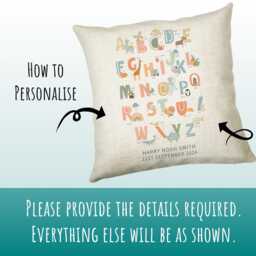 Personalised Alphabet Cushion New Baby Gift Printed Name Design - Pillow For Girls Boys Nursery Bedroom Decor Cs445 - thumbnail 3