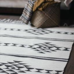 Neutral Southwestern Handwoven Kilim Rug - Aztec Tribal Area Accent Runner Off White Gray Living Room Bedroom Decor Housewarming - thumbnail 1