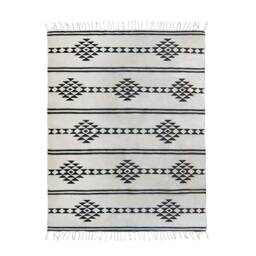 Neutral Southwestern Handwoven Kilim Rug - Aztec Tribal Area Accent Runner Off White Gray Living Room Bedroom Decor Housewarming - thumbnail 2