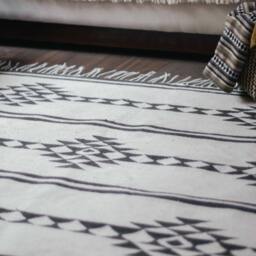 Neutral Southwestern Handwoven Kilim Rug - Aztec Tribal Area Accent Runner Off White Gray Living Room Bedroom Decor Housewarming - thumbnail 3