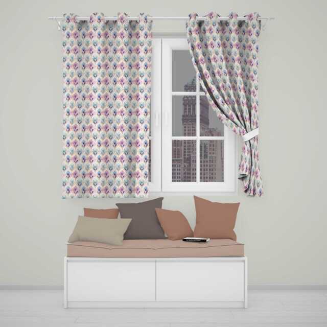 Pastel Watercolor Floral Petal Seamless Pattern Readymade Eyelet Ring Top Thermal 100% Blackout Curtains - image 1