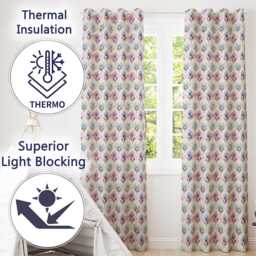 Pastel Watercolor Floral Petal Seamless Pattern Readymade Eyelet Ring Top Thermal 100% Blackout Curtains - thumbnail 3