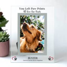 Dog Memorial Photo Frame A Thoughtful Keepsake For Pet Loss - Personalised Gift in Clear Or Black Glass - thumbnail 3