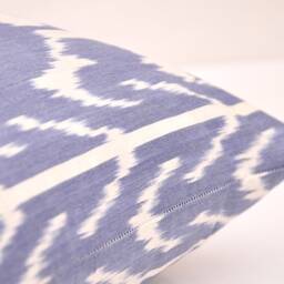 Blue Ikat Pillow Cover, Handmade Cotton Cushion, 20x20 - thumbnail 3