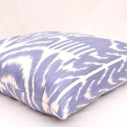 Blue Ikat Pillow Cover, Handmade Cotton Cushion, 20x20 - thumbnail 2