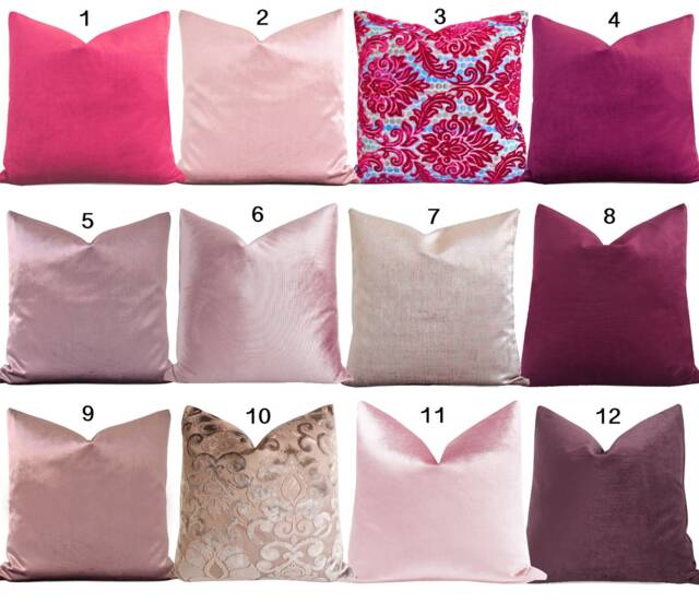 Pink Velvet Pillow Cover, Decorative Pillow, Euro Sham, Modern 20 X 20, 22 22, 24 24, 26 26, Wholesale Pillows - image 1