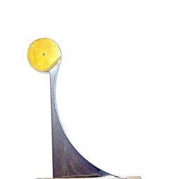 Metal Sculpture, Stainless Steel Wood Base Brass Desktop, Office, Table, Ready To Ship - thumbnail 4
