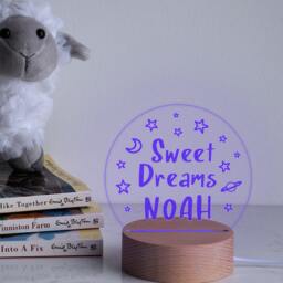 Personalised Baby Night Light - Personalized Mini Led Desk Lamp Unique Shower Gift 7 Colour Options - thumbnail 3
