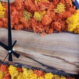 Handmade Moss & Olive Wood Wall Clock Boho Home Decor - thumbnail 4