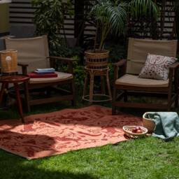 Terra Cotta Hand-Printed Flatwoven Cotton Kilim Rug - Bold Statement Fauna Themed Accent Rugs 3x5 5x7 Bedroom Kids Living Room Aesthetic - thumbnail 3