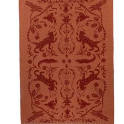 Terra Cotta Hand-Printed Flatwoven Cotton Kilim Rug - Bold Statement Fauna Themed Accent Rugs 3x5 5x7 Bedroom Kids Living Room Aesthetic - thumbnail 4