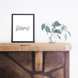 Blossom Print, Digital Download, Simple Home Decor, Minimalist Office Wall Art, Calligraphy Art - thumbnail 1