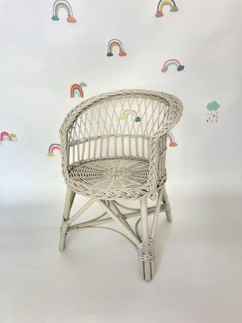 Wicker Kids Chair, Rattan Toddler Wicker Armchair, Child Furniture, Baby Light Grey - image 1