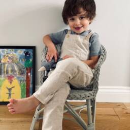 Wicker Kids Chair, Rattan Toddler Wicker Armchair, Child Furniture, Baby Light Grey - thumbnail 2