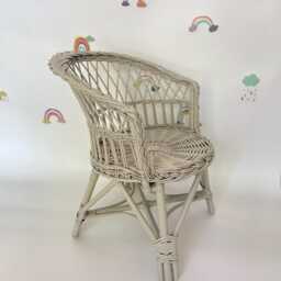 Wicker Kids Chair, Rattan Toddler Wicker Armchair, Child Furniture, Baby Light Grey - thumbnail 4