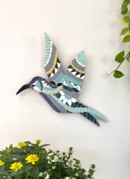 Unique Hummingbird Wall Art, Mosaic Art Design, Animal Nature Housewarming Gifts - thumbnail 1