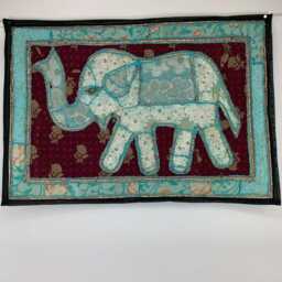 Elephant Wall Hanging Patchwork Hand Embroidery - Boho Ethnic Hippy Nomads Wales - thumbnail 3