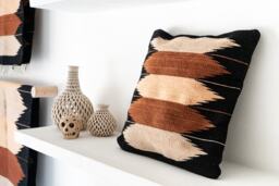 Black Boho Pillow, Oaxaca Mexican Cushion, Decorative Throw Handwoven Wool Cushion, Boho Throw Pillow, Woven Wool Cushion