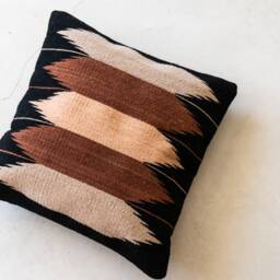 Black Boho Pillow, Oaxaca Mexican Cushion, Decorative Throw Handwoven Wool Cushion, Boho Throw Pillow, Woven Wool Cushion - thumbnail 2