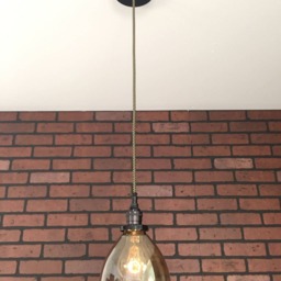 "Industrial Pendant Light -Black 6"" Smoked Glass Cone Shade With Patented ""Huila Connectors" - thumbnail 2