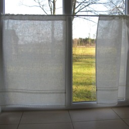 White Linen Curtain Romantic Cafe Curtains With Lace Edge Trim Window Panel French Country Kitchen Curtain.custom - thumbnail 2