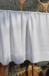 White Linen Curtain Romantic Cafe Curtains With Lace Edge Trim Window Panel French Country Kitchen Curtain.custom - thumbnail 1