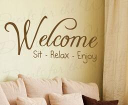 Welcome Sit Relax Enjoy Family Home Love Living Room Vinyl Wall Decal Quote Design Sticker Lettering Art Decor Saying Decoration H04 - thumbnail 1