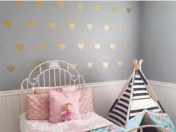 100 Gold Metallic Hearts Wall Stickers, Nursery Decals, Confetti, Vinyl, Car, Home Art Decor, Wallpaper, Wedding Christmas Gift - thumbnail 1