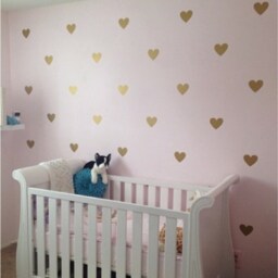 100 Gold Metallic Hearts Wall Stickers, Nursery Decals, Confetti, Vinyl, Car, Home Art Decor, Wallpaper, Wedding Christmas Gift - thumbnail 2