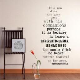 Henry David Thoreau Quote Wall Decal Different Drummer Vinyl Art - thumbnail 1